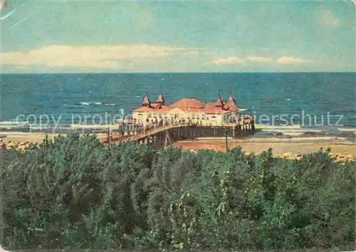 Ahlbeck Ostseebad Seebruecke Strandcafe Kat. Heringsdorf Insel Usedom