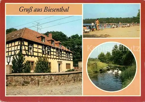 Biesenthal Bernau Jugendherberge Hellmuehle Strandbad Grosser Wukensee Finow Schwaene Kat. Biesenthal Bernau