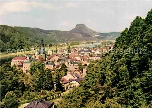 Bad Schandau Panorama Blick zum Lilienstein Tafelberg Elbsandsteingebirge Kat. Bad Schandau