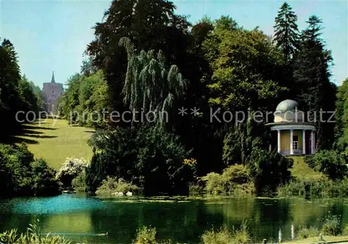 Wilhelmshoehe Kassel Bergpark Schwanenteich Pavillon Blick zum Herkules Kat. Kassel