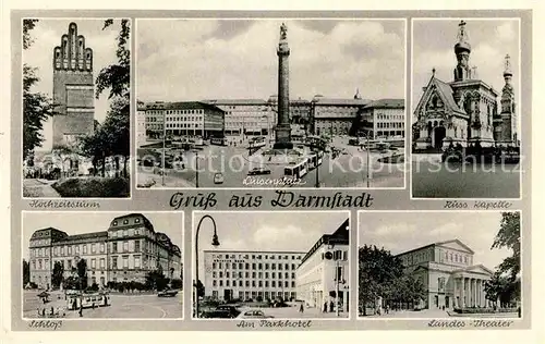 Darmstadt Hochzeitsturm Luisenplatz Schloss Landestheater Russ Kapelle Kat. Darmstadt