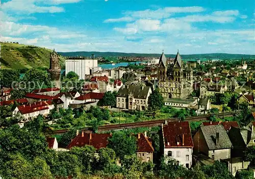 Andernach Rhein Panorama Blick von der Krahnenbergbruecke Kat. Andernach