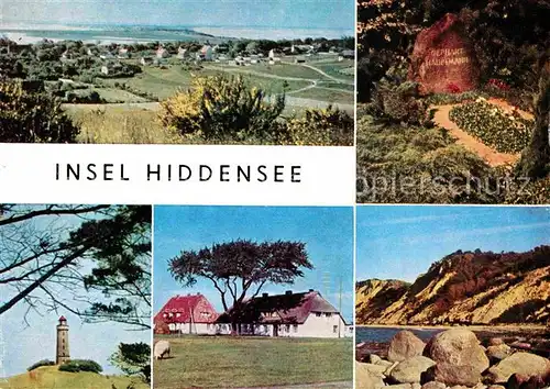 Insel Hiddensee Dornbusch Grabstaette Gerhart Hauptmanns Leuchtturm Inselhaeuser Steilkueste Kat. Insel Hiddensee