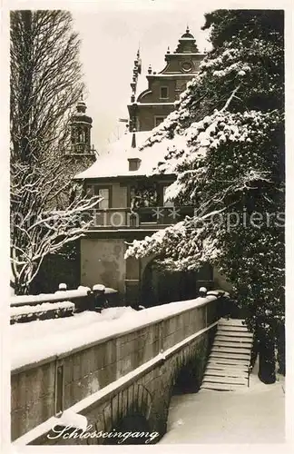 Darmstadt Schlosseingang im Winter Kat. Darmstadt