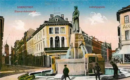 Darmstadt Bismarckdenkmal und Ludwigsplatz Kat. Darmstadt