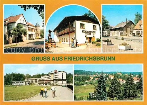 Friedrichsbrunn Harz HOG Brockenblick FDGB Klobenberg Baude HOG Zum Ramberg FDGB Bettenhaus Kurt Dillge Panorama   Kat. Friedrichsbrunn