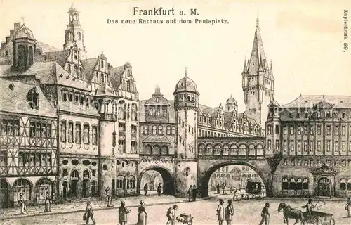 Frankfurt Main Rathaus Paulsplatz Bruecke Kupferdruckk Kat. Frankfurt am Main