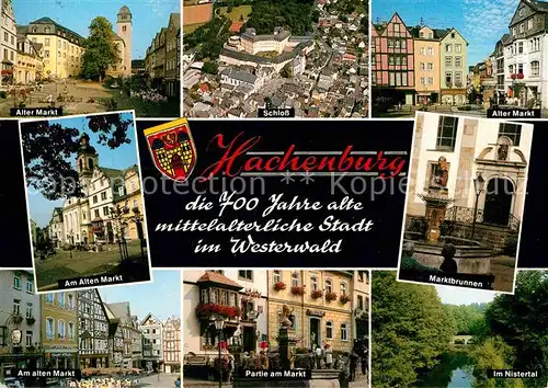 Hachenburg Westerwald 700 Jahre Fliegeraufnahme Schloss Markt Nisteral Kat. Hachenburg