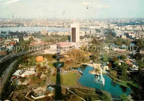 Hamburg Fliegeraufnahme Blick vom Fernsehturm auf Planten und Bloomen Alster Kat. Hamburg