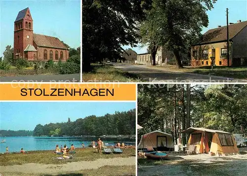 Stolzenhagen Angermuende Dorfkirche Camping Strand Kat. Angermuende