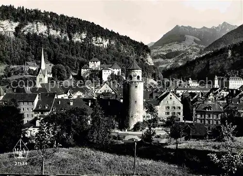 Feldkirch Vorarlberg Historische Altstadt Schattenburg gegen Gurtisspitze Kat. Feldkirch