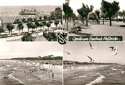 Ahlbeck Ostseebad Strand Promenade Seebruecke Konzertplatz Musikpavillon Moewen Kat. Heringsdorf Insel Usedom