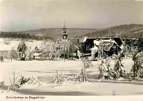 Schellerhau Winterpanorama Erzgebirge Handabzug Kat. Altenberg