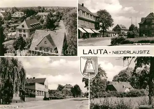 Lauta Hoyerswerda Teilansicht Partie an der Sparkasse Bauernmuehle Senftenberger Strasse Kat. Lauta Hoyerswerda