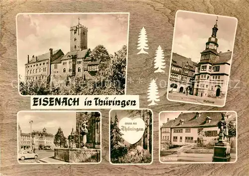 Eisenach Thueringen Schloss Rathaus Bachhaus Denkmal Statue Markt Brunnen Kat. Eisenach