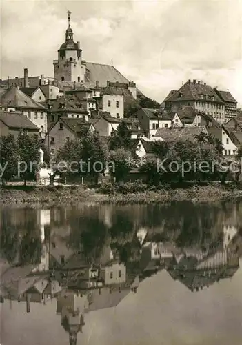 Ronneburg Thueringen Ansicht vom Fluss aus Altstadt Kirche Wasserspiegelung Kat. Ronneburg Thueringen