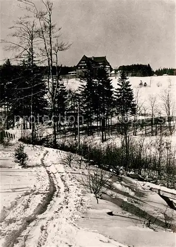 Altenberg Erzgebirge Blick zum Sanatorium Raupennest im Winter Kat. Geising