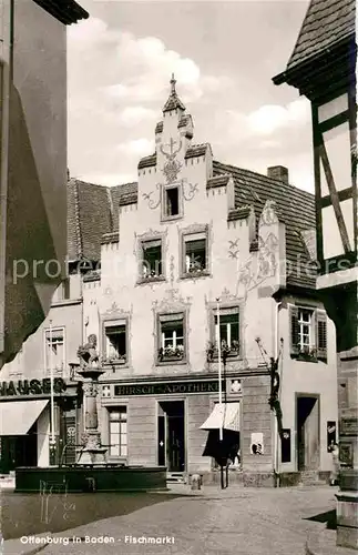 Offenburg Fischmarkt Brunnen Giebelhaus Kat. Offenburg