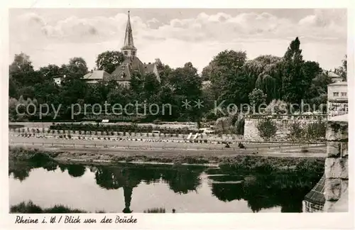 Rheine Blick von der Bruecke Kirche Kat. Rheine