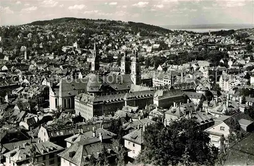 St Gallen SG Stadtbild mit Stiftskirche und Bodensee Kat. St Gallen