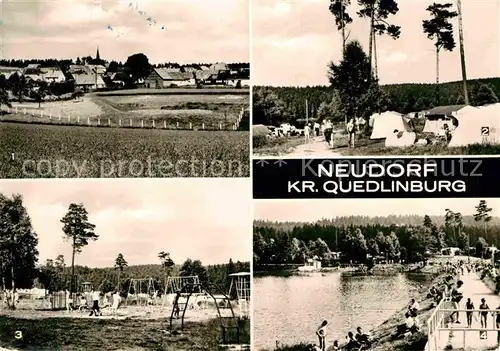 Neudorf Quedlinburg Teilansicht Campingplatz am Birnbaumteich Spielplatz Kat. Neudorf Quedlinburg