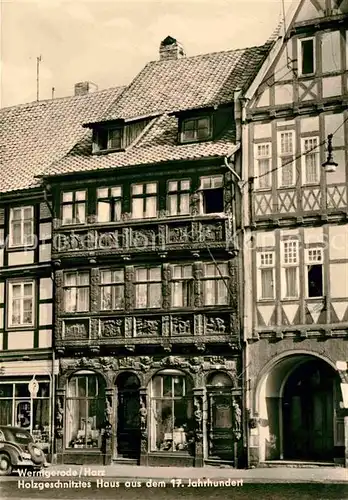 Wernigerode Harz Holzgeschnitztes Haus 17. Jhdt. Fachwerkhaus Kat. Wernigerode