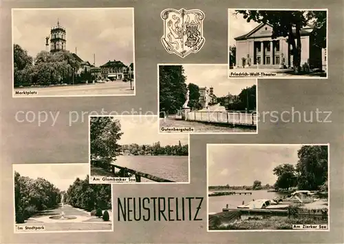 Neustrelitz Marktplatz Friedrich Wolf Theater Gutenbergstrasse Glambecker See Stadtpark Zierker See Kat. Neustrelitz