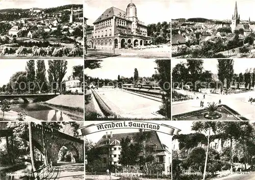 Menden Sauerland Rathaus Bahnhof Schwimmbad Hoennebruecke Hoennetal Jugendherberge Kat. Menden (Sauerland)