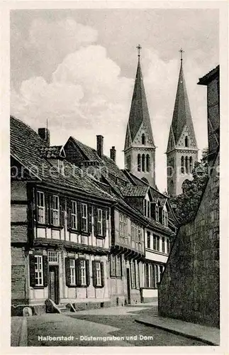 Halberstadt Duesterngraben und Dom Kat. Halberstadt