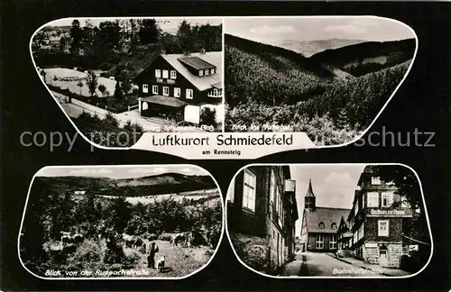 Schmiedefeld Rennsteig Luftkurort Panorama Blick von der Ruppachstrasse Bahnhofstrasse Kat. Schmiedefeld Rennsteig