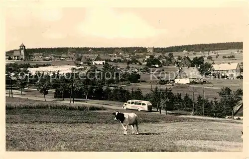 Zinnwald Georgenfeld Panorama Viehweide Kuh Autobus Kat. Altenberg