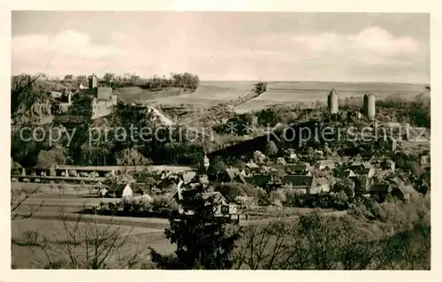 Saaleck mit Rudelsburg und Burg Saaleck Blick vom Himmelreich Kat. Bad Koesen