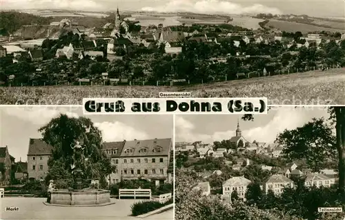 Dohna Sachsen Gesamtansicht Markt Brunnen Kat. Dohna Sachsen