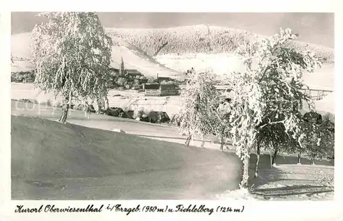 Oberwiesenthal Erzgebirge Winterpanorama Kurort mit Fichtelberg Kat. Oberwiesenthal