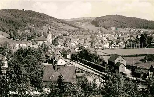 Geising Erzgebirge Ortsansicht mit Kirche Kat. Geising Osterzgebirge