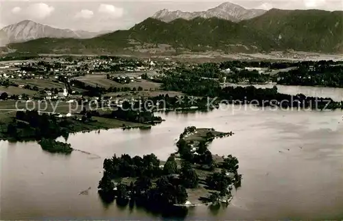 Staffelsee mit Insel Buchau Seehausen und Murnau Kat. Murnau a.Staffelsee