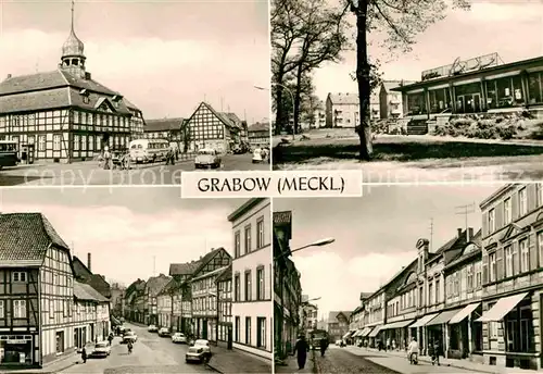 Grabow Mecklenburg Markt Rathaus NeueKaufhalle Karl Marx Strasse Kat. Grabow Mecklenburg