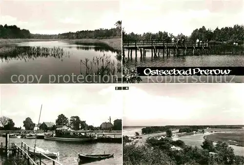 Prerow Ostseebad Prerowstorm Hafen Bruecke zum Strand Blick von der Hohen Duene Kat. Darss