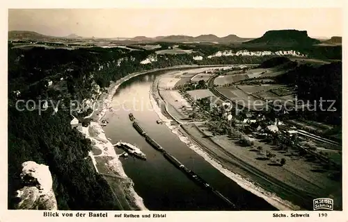 Foto Seidel M. Schmilka Nr. 190 Blick von der Bastei Rathen Elbtal  Kat. Bad Schandau