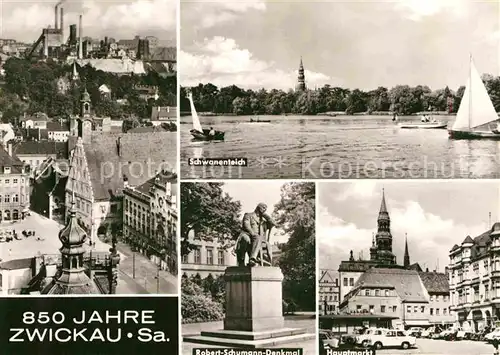 Zwickau Sachsen Schwanenteich Hauptmarkt Robert Schumann Denkmal Kat. Zwickau