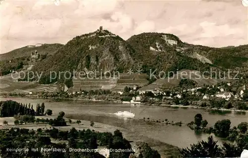 Petersberg Koenigswinter Drachenburg Drachenfels Rhein Schiff Kat. Koenigswinter