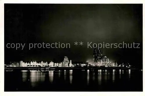 Koeln Rhein Nachtaufnahme Festbeleuchtung Kat. Koeln