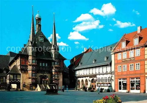 Wernigerode Harz Marktplatz Rathaus Marktbrunnen Hotel Gotisches Haus Kat. Wernigerode