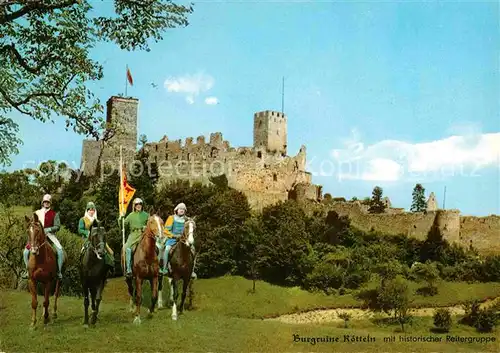 Roetteln Roettelweiler Burgruine 13. Jhdt. mit historischer Reitergruppe Kat. Loerrach