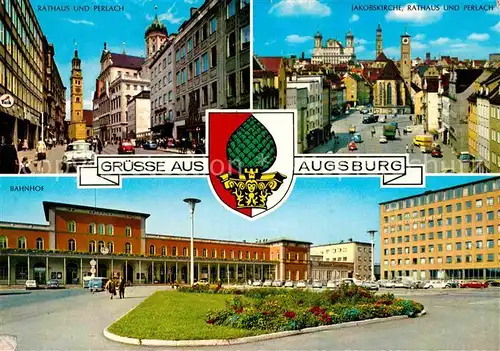 Augsburg Rathaus Perlach Turm Jakobskirche Bahnhof Wappen Kat. Augsburg