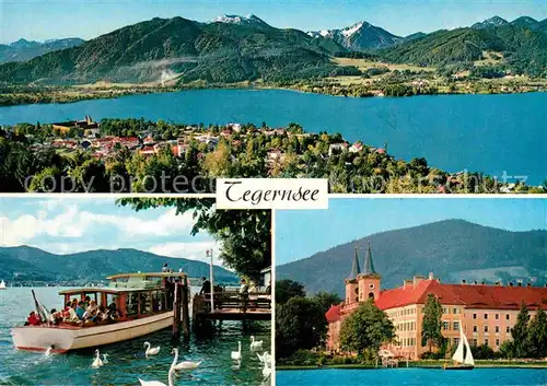 Tegernsee Panorama Bayerische Voralpen Bootsanleger Schloss ehem. Benediktiner Kloster Kat. Tegernsee