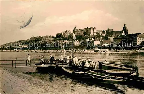 Pirna Partie an der Elbe Bootsanleger Schloss Kat. Pirna