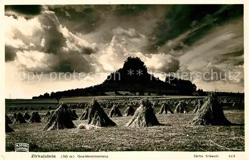 Foto Seidel M. Schmilka Nr. 313 Zirkelstein Gewitterstimmung  Kat. Bad Schandau