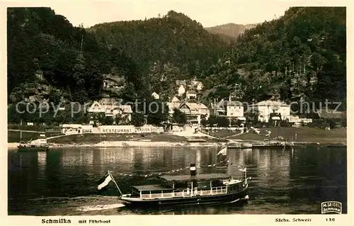 Foto Seidel M. Schmilka Nr. 130 Schmilka Faehrboot Kat. Bad Schandau