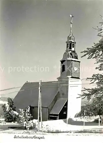 Schellerhau Kirche im Winter Handabzug Kat. Altenberg